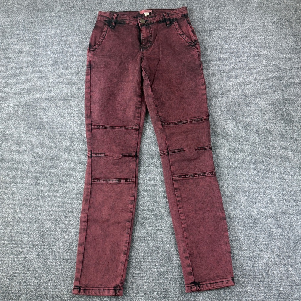 Easel Pants Acid Wash Moto Skinny Burgundy Stretch Medium Y2K NWT